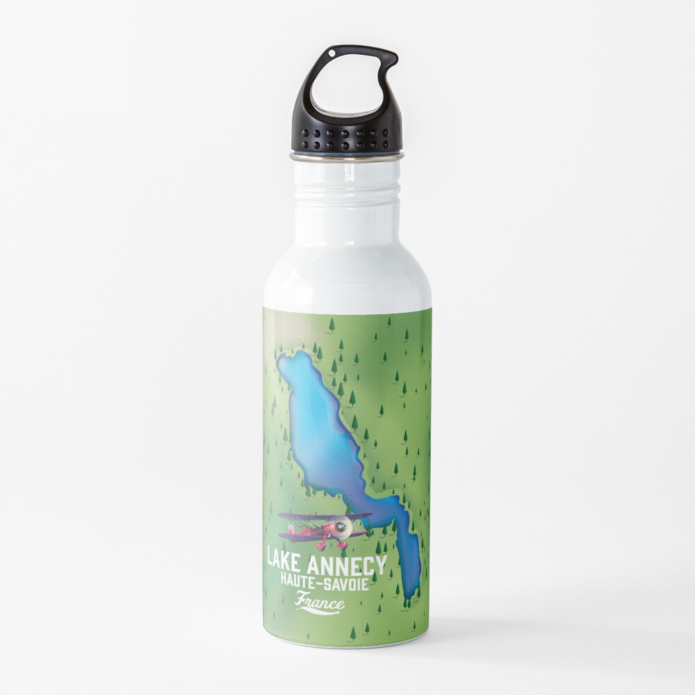 Lake Annecy Haute-Savoie France map Water Bottle