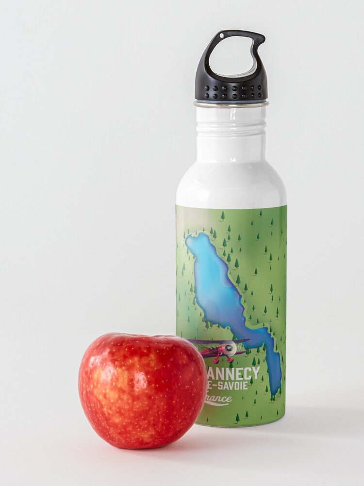 Alternate view of Lake Annecy Haute-Savoie France map Water Bottle