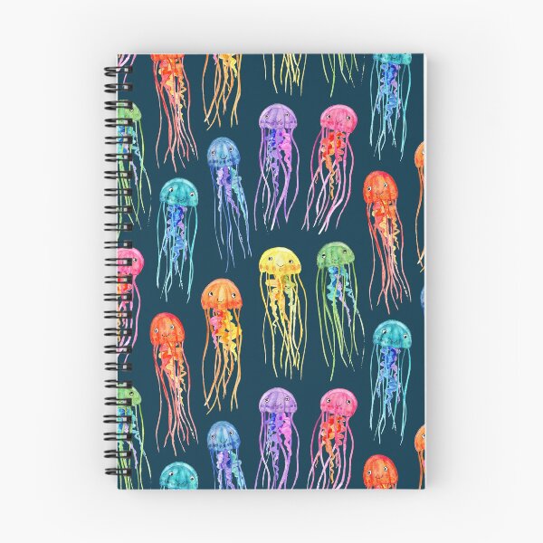 Item preview, Rainbow Watercolor Jellies on Dark Teal designed and sold by micklyn.