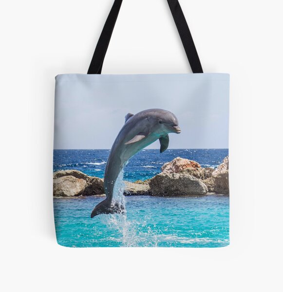 Leaping Dolphin Ocean Light Grocery Travel Reusable Tote Bag 