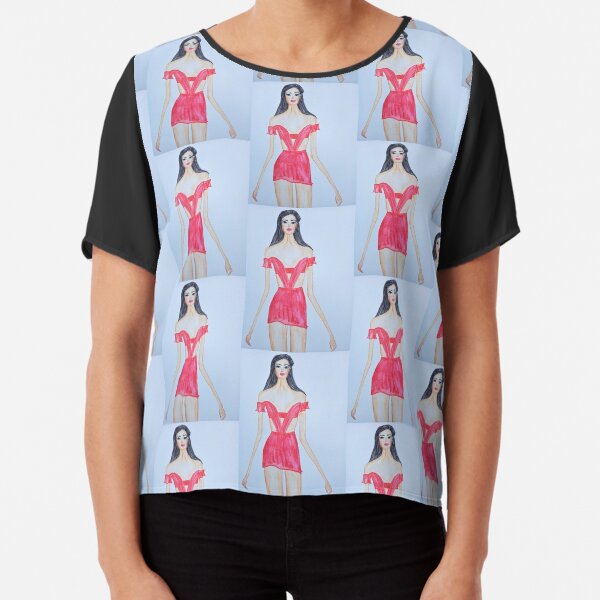 FASHION LADY IN RED Chiffon Top