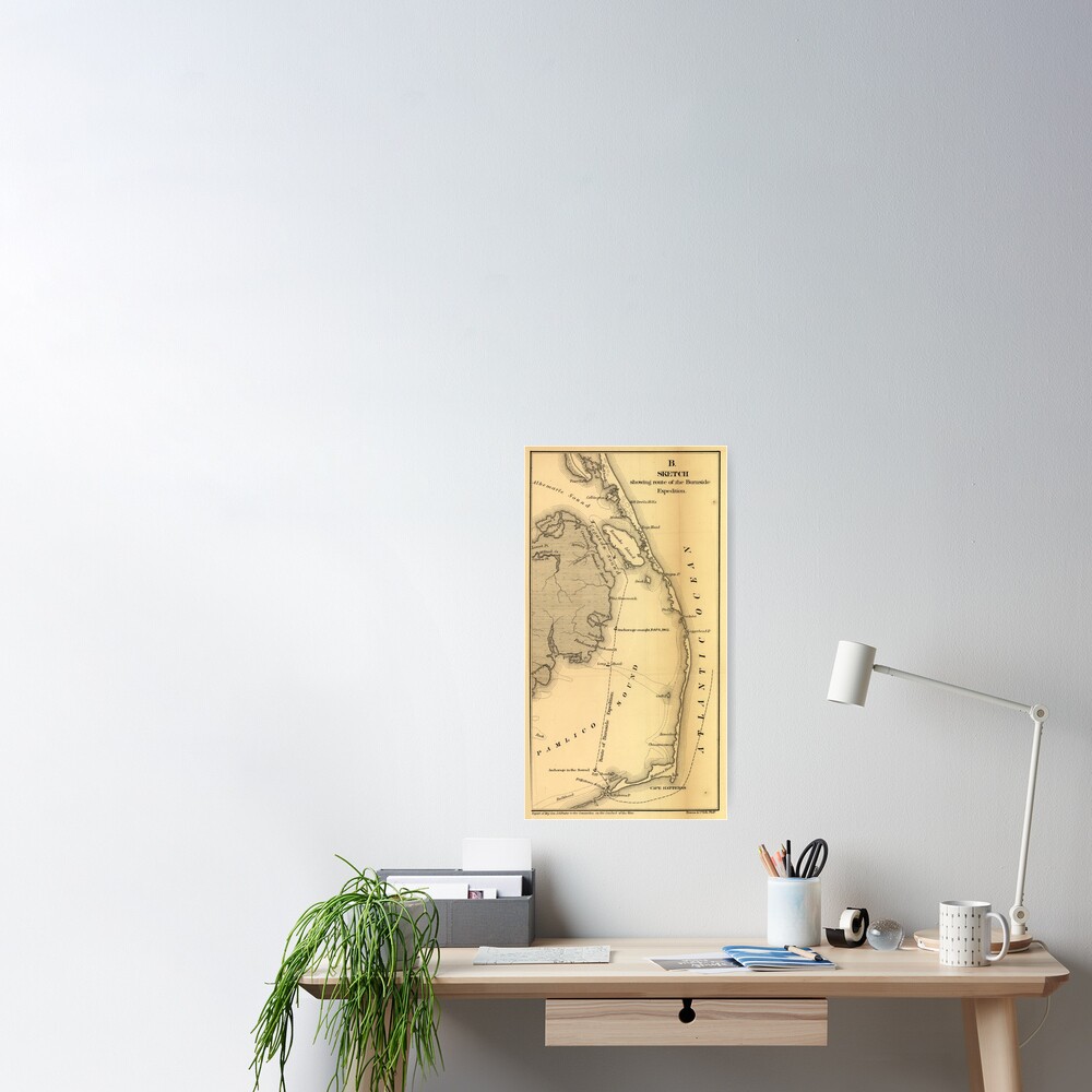 Vintage Map Of The Outer Banks 1862 Poster For Sale By Bravuramedia