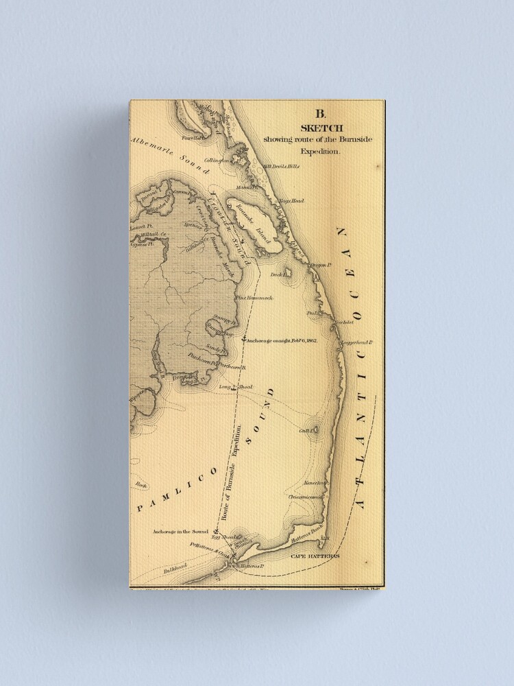 "Vintage Map of The Outer Banks (1862)" Canvas Print for Sale by BravuraMedia  Redbubble