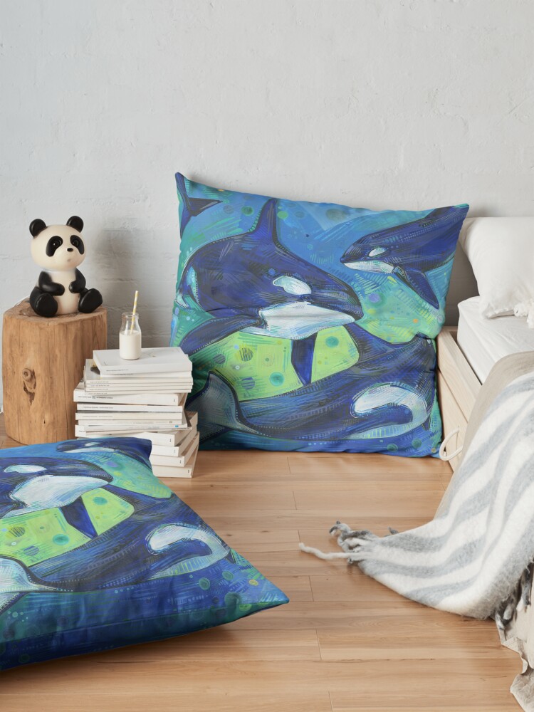 Alternate view of Orcas painting - 2012 Floor Pillow