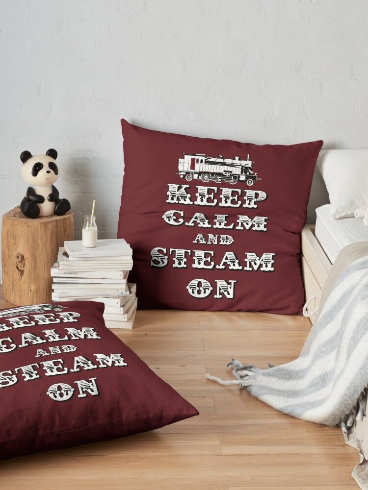 Alternate view of Keep Calm and Steam On Steam Engine #1A Floor Pillow