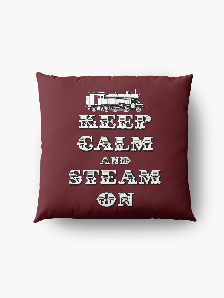 Alternate view of Keep Calm and Steam On Steam Engine #1A Floor Pillow