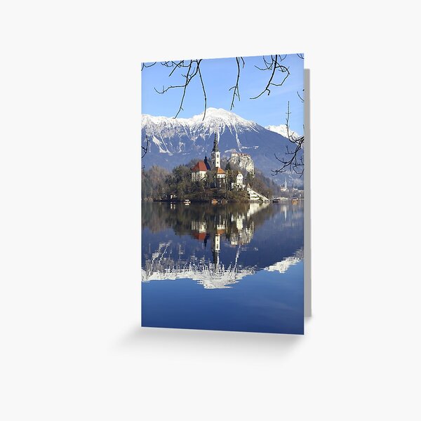 Church on island at Lake Bled Slovenia Greeting Card