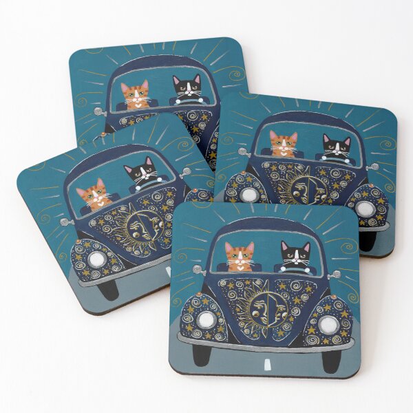 Item preview, Sun and Stars and Moon Road Trip Cats designed and sold by KilkennyCat Art.