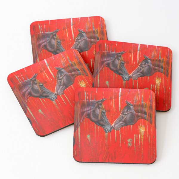 Item preview, Equine Dreaming - black Arabian horses in a poppy field designed and sold by Gill Bustamante.