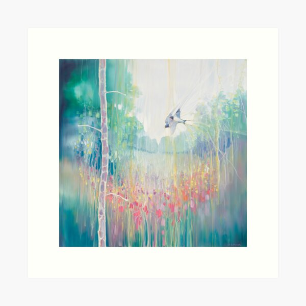 Weaving Summer - a summer meadow with swallows and wildflowers Art Print