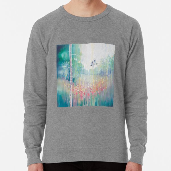 Weaving Summer - a summer meadow with swallows and wildflowers Lightweight Sweatshirt