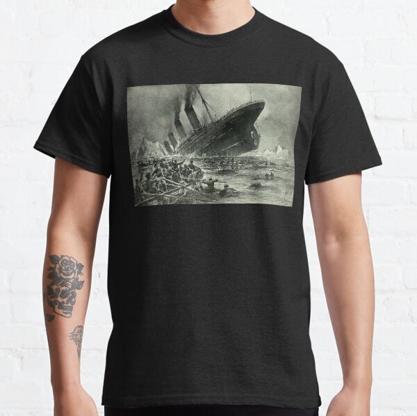 TITANIC. 1912, RMS Titanic, Cruise, Ship, Disaster, Untergang der Titanic by Willy Stower, 1912. Classic T-Shirt