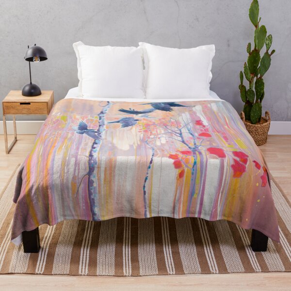 Item preview, The Ravens Quest - flying ravens in semi abstract winter landscape designed and sold by Gill Bustamante.