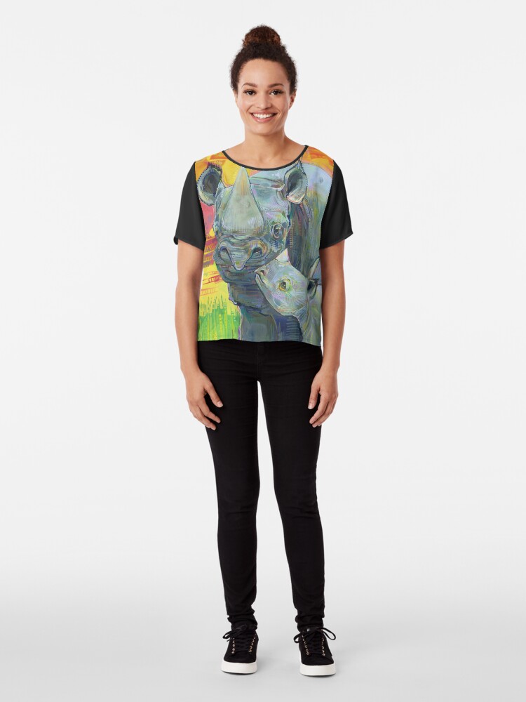 Alternate view of Rhinoceros painting - 2012 Chiffon Top