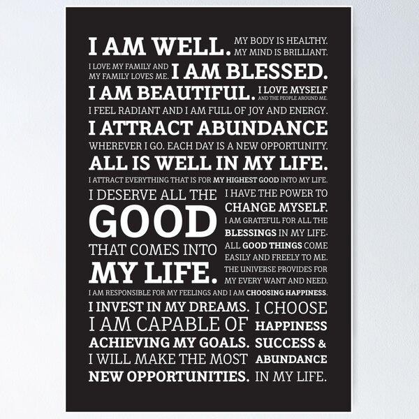 Item preview,  Positive Affirmations (White on Black) designed and sold by worldpeas.