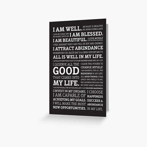 Artikel-Vorschau von  Positive Affirmationen (Weiß auf Schwarz), designt und verkauft von worldpeas.