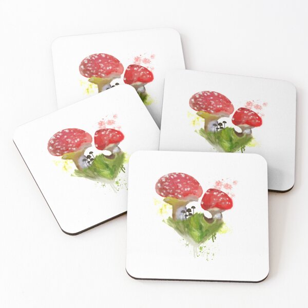 Item preview, Red Capped Wild Mushrooms designed and sold by BlueDoorStudio.