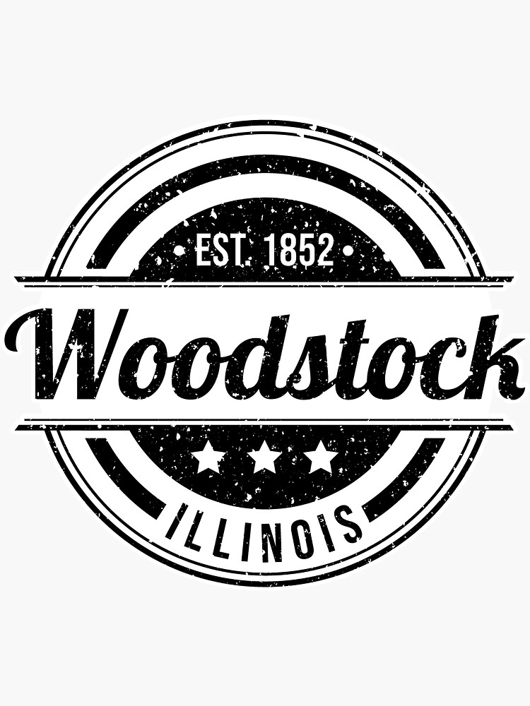 "Woodstock Vintage Sticker Black & White" Sticker for Sale by