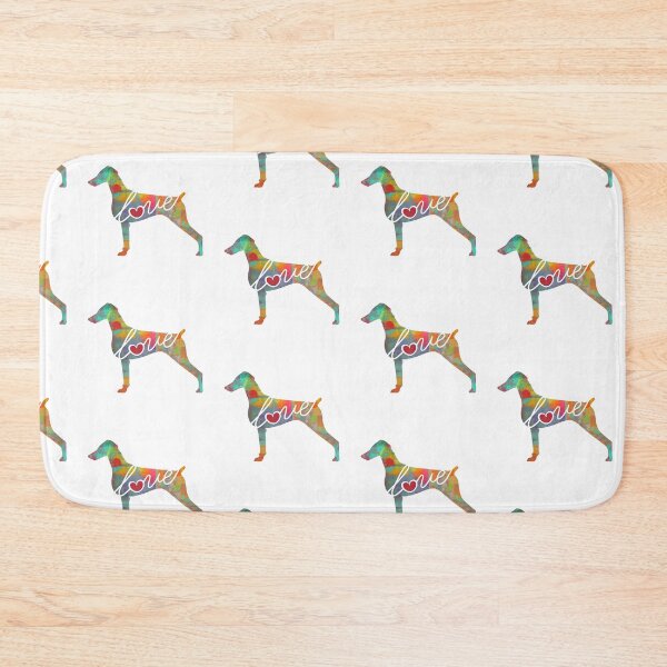 Artikelvorschau, Dobermann (abgekupierte Ohren) Liebe - Ein helles und farbenfrohes Geschenk im Aquarellstil entworfen und verkauft von traciwithani.