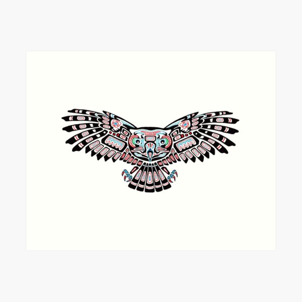 Mystic Owl in Native American Style art Art Print