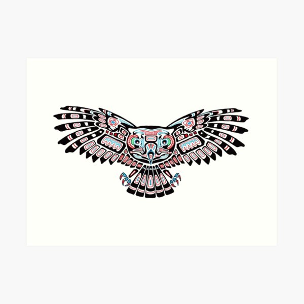 Mystic Owl in Native American Style art Art Print