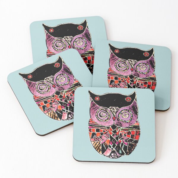 Item preview, Mosaic Primitive Owl with Diamond Purple Orange Black designed and sold by jocelynsart.