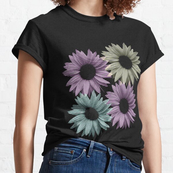 bunte Blumen, Streifen, gestreift, Muster Classic T-Shirt
