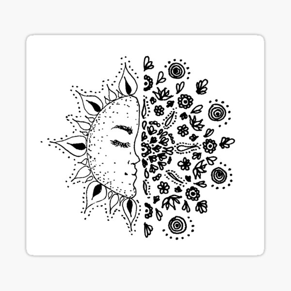 Half Sun Half Mandala Sticker By Seliza Redbubble
