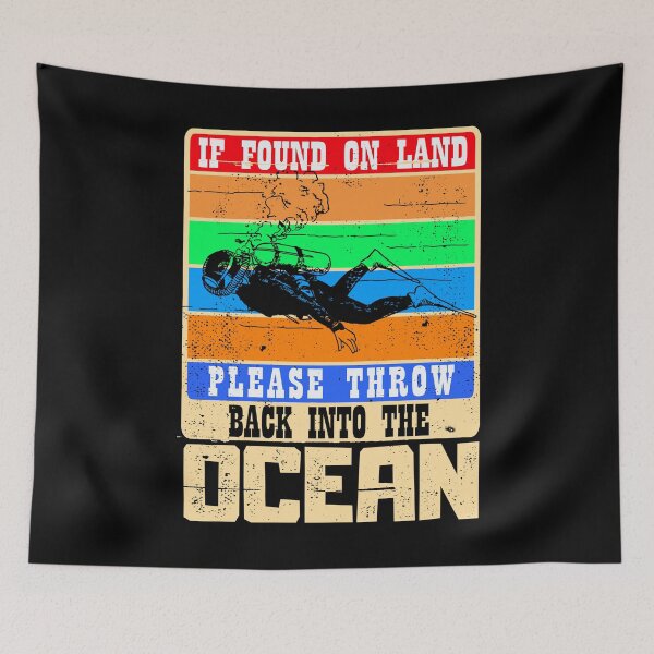 Item preview, If Found On Land Please Throw Back Into The Ocean Funny Scuba Diving In Vintage Colors designed and sold by donpakito.