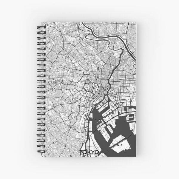 Tokyo Map Gray Spiral Notebook