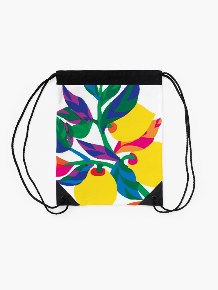 Alternate view of Lemon Abstract Print Drawstring Bag