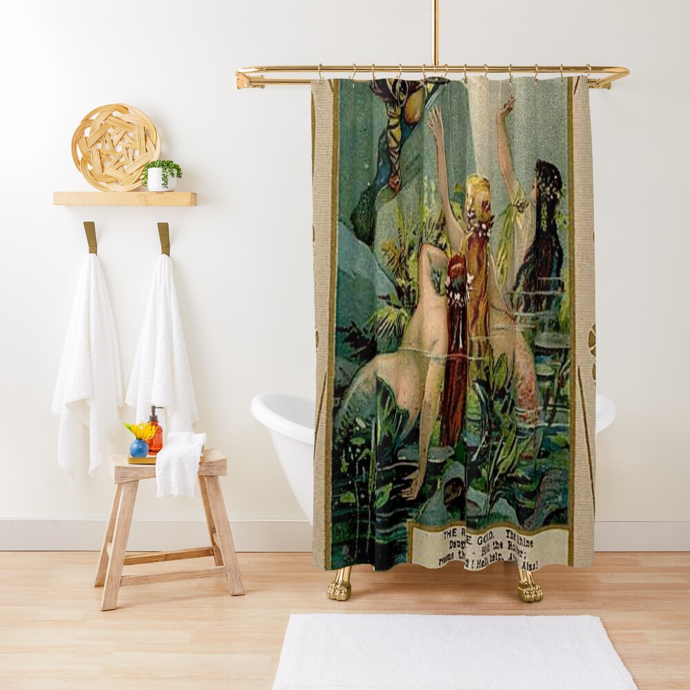 "Rheingold Vintage Mermaid Poster" Shower Curtain for Sale by
