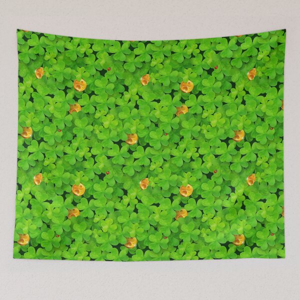 Item preview, Saint Patrick's clovers pattern with golden coins and ladybugs designed and sold by 1enchik.