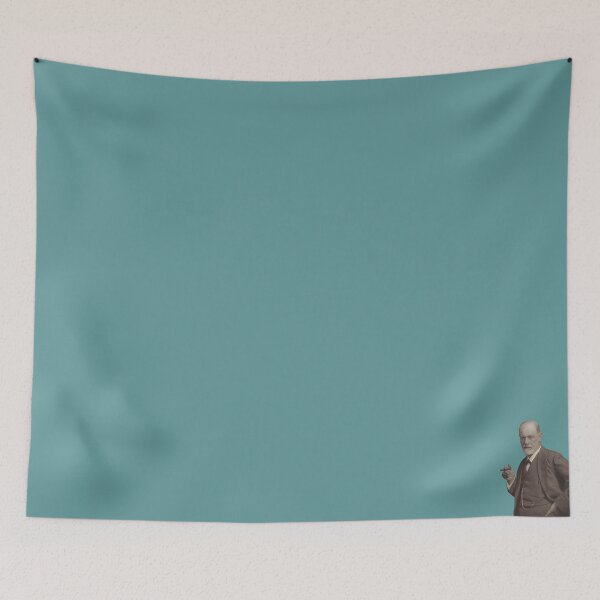 Item preview, Freud with Cigar against a teal blue background designed and sold by kierkegaard.