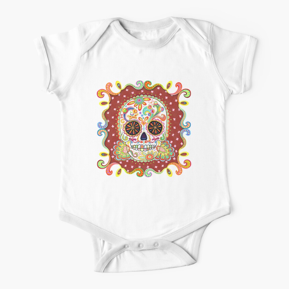 Colorful Day of the Dead Sugar Skull Shirt Baby One-Piece