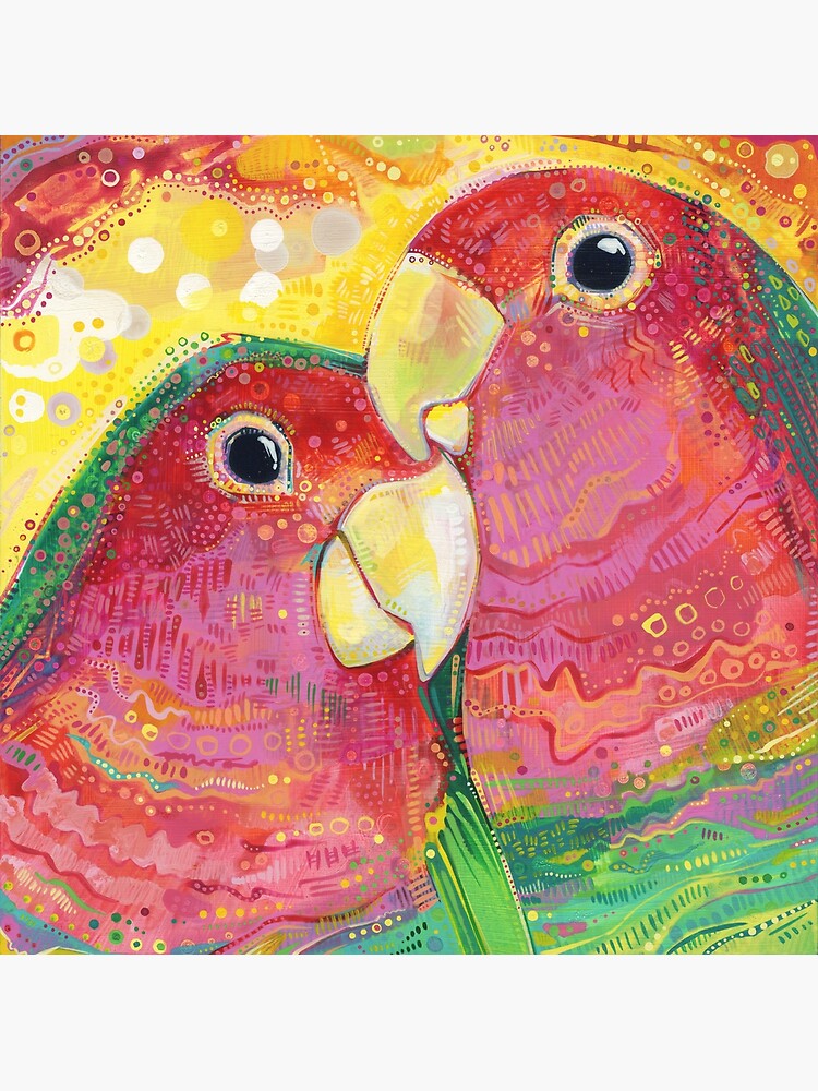 Peach-faced Lovebird Painting - 2012 by gwennpaints