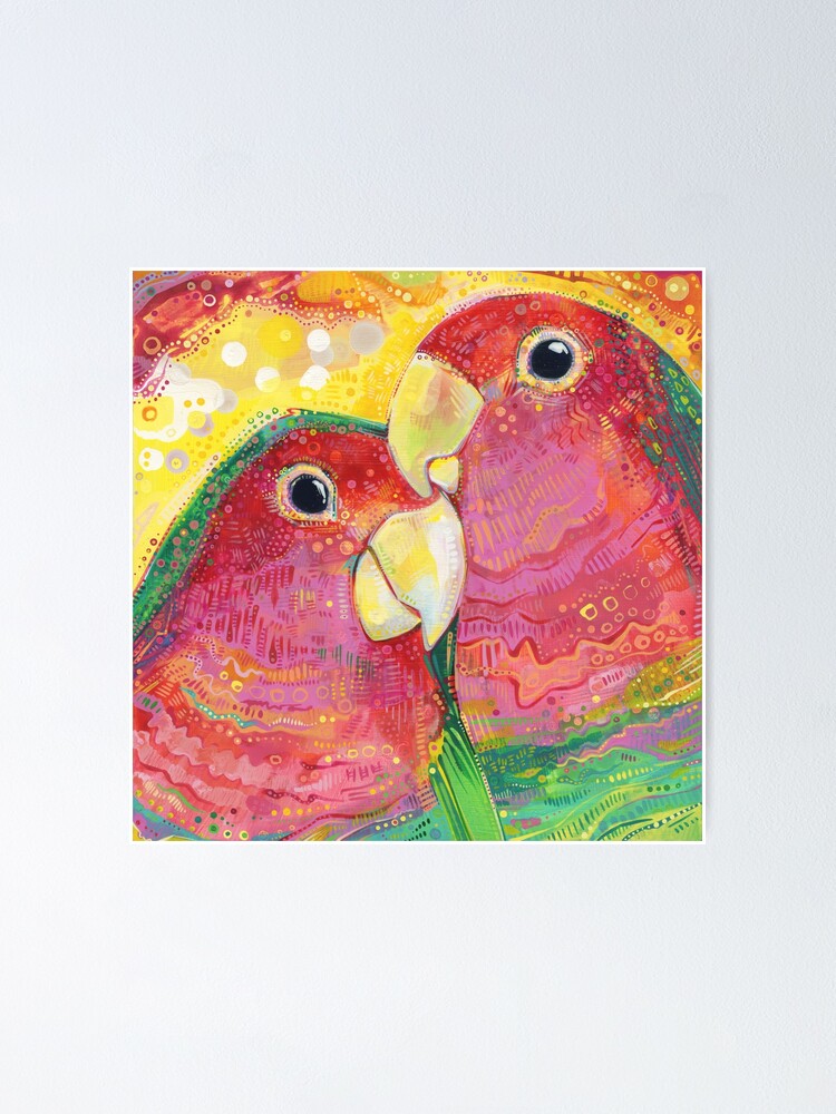 Alternate view of Peach-faced Lovebird Painting - 2012 Poster