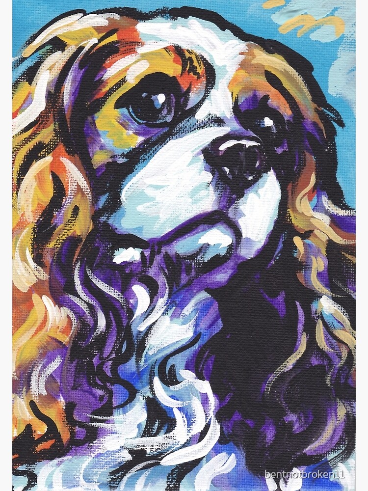 cavalier king charles spaniel Dog Bright colorful pop dog art by bentnotbroken11