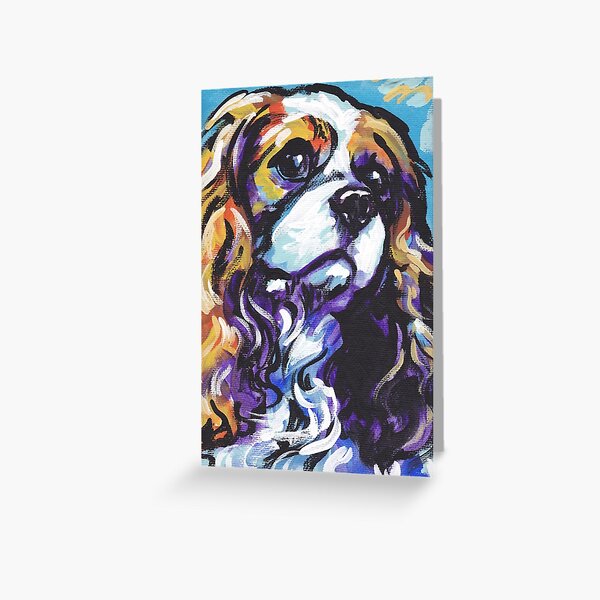 cavalier king charles spaniel Dog Bright colorful pop dog art Greeting Card