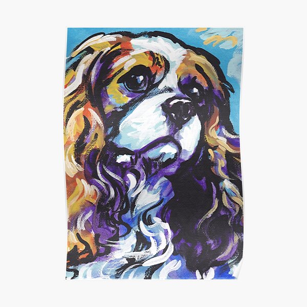 cavalier king charles spaniel Dog Bright colorful pop dog art Poster