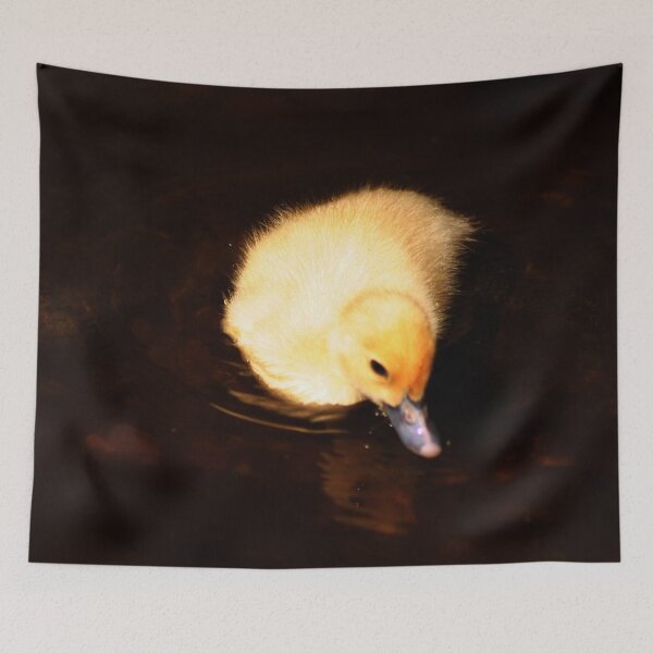 Item preview, Yellow Baby Duckling Swimming Dark Water Portrait designed and sold by Anna Lemos.
