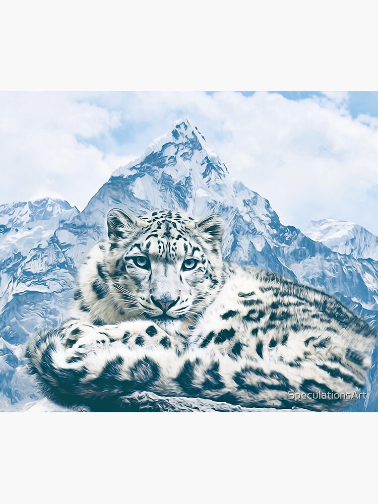 Thumbnail 6 of 6, Throw Blanket, Snow Leopard Over the Mountains designed and sold by SpeculationsArt.
