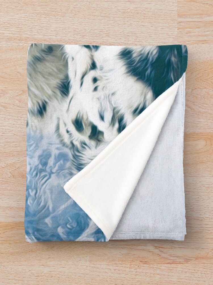 Thumbnail 3 of 6, Throw Blanket, Snow Leopard Over the Mountains designed and sold by SpeculationsArt.