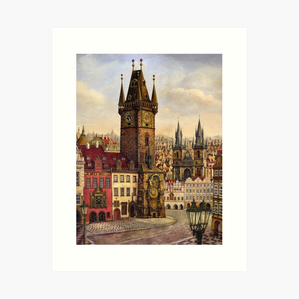 Item preview, Prague's Old Town square Oil painting on canvas designed and sold by Victoria Francisco.