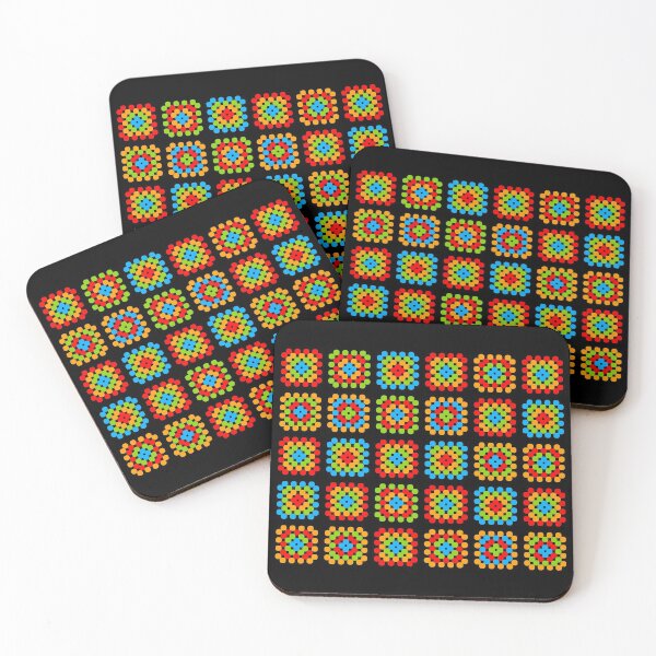 Item preview, Granny Squares black background blue orange green designed and sold by funnytshirtemp.