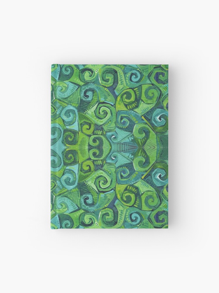 Thumbnail 1 of 3, Hardcover Journal, Green Swirls Abstract Painting - 2016 designed and sold by Gwenn Seemel.