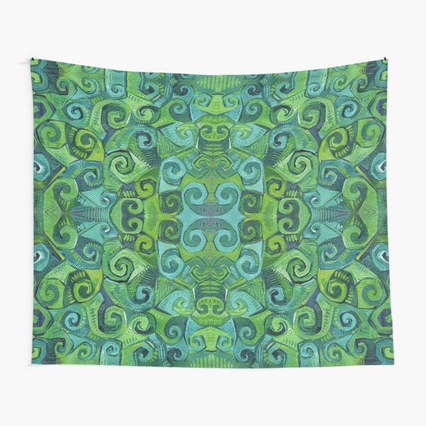 Green Swirls Abstract Painting - 2016 Tapestry