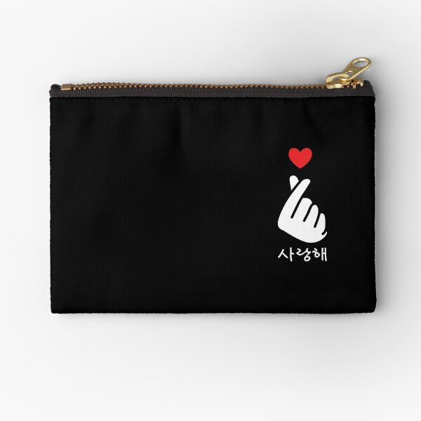 Saranghae K-Pop Finger Heart Pocket Korean Love Hangul Zipper Pouch