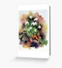 Snowdrops and Fallen Leaves Greeting Card