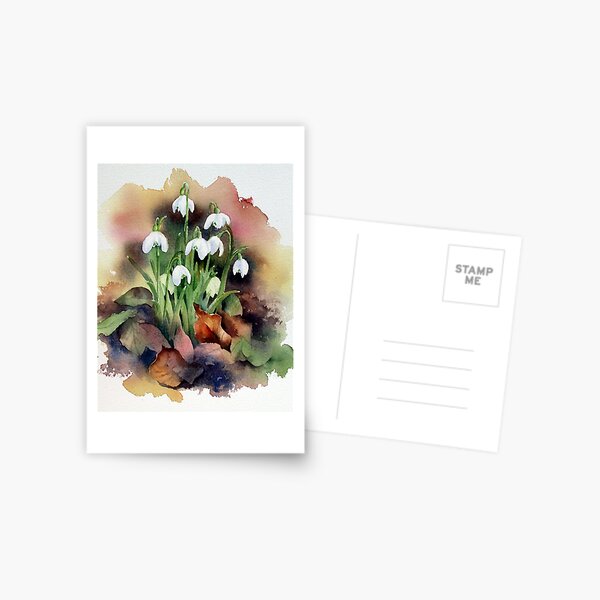 Snowdrops and Fallen Leaves Postcard